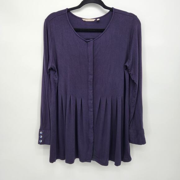 Soft Surroundings Blue Button down Oversized Lagenlook Pleated Tunic Women's S - Picture 1 of 9
